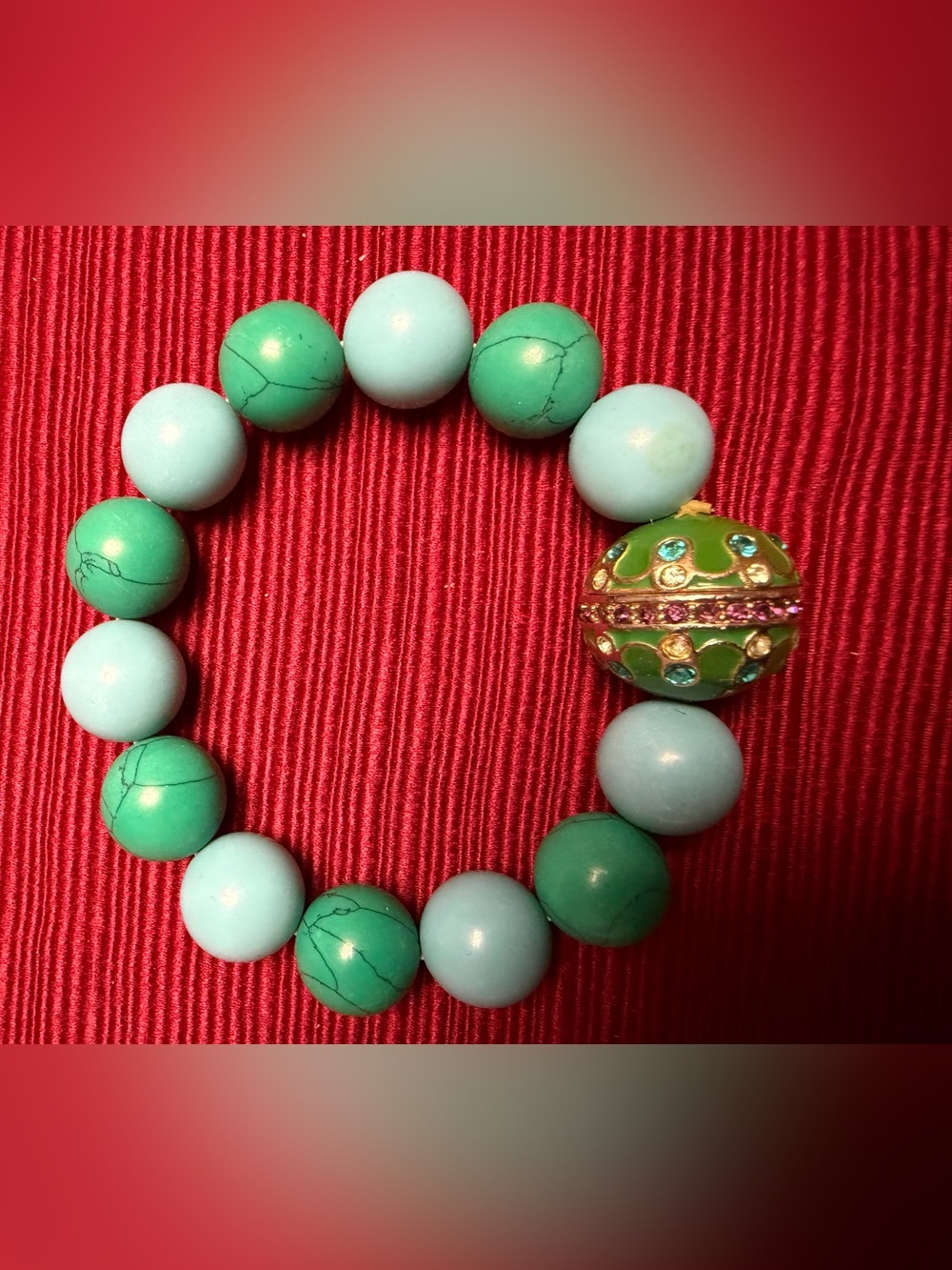 Park Lane Turquoise Green Beaded Stretch Bracelet Rhinestone Accent